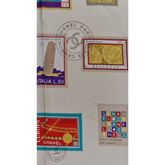 CHANEL "Stamps of the World" Silk Scarf - Picture 5 of 7
